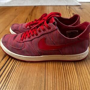 Nike Air Force 1 red textile low top lace sneakers SIZE 9‎